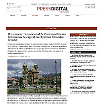 El mercado transaccional de Per moviliza un 64% menos de capital en el primer trimestre del ao